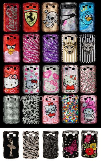 Plastic bag-cover with rhinestones for BlackBerry 9700/9780 Bold