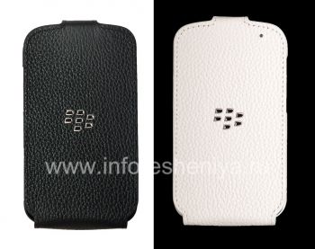 El caso de cuero original con apertura vertical cubierta del tirón del cuero Shell para BlackBerry Q10