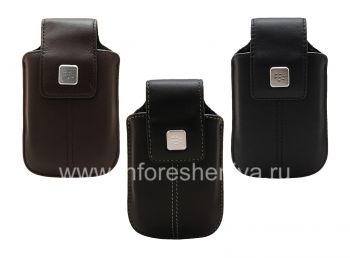 El caso de cuero original con un clip y una pulsera de cuero etiqueta metálica giratoria de cuero para BlackBerry