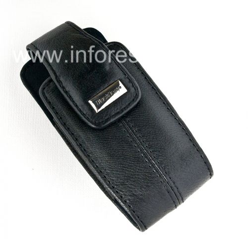Photogallery for Kasus kulit asli dengan tali dan logam tag Kulit Tote untuk BlackBerry 8100 / 8110/8120 Pearl, Hitam (Pitch Black) product