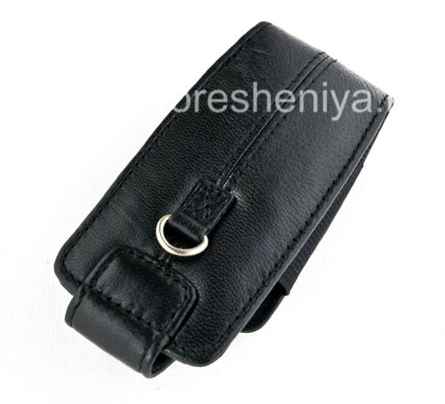 Photogallery for Kasus kulit asli dengan tali dan logam tag Kulit Tote untuk BlackBerry 8100 / 8110/8120 Pearl, Hitam (Pitch Black) product