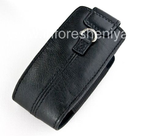 Photogallery for Kasus kulit asli dengan tali dan logam tag Kulit Tote untuk BlackBerry 8100 / 8110/8120 Pearl, Hitam (Pitch Black) product