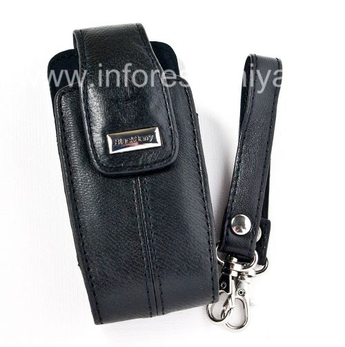 Photogallery for Kasus kulit asli dengan tali dan logam tag Kulit Tote untuk BlackBerry 8100 / 8110/8120 Pearl, Hitam (Pitch Black) product