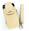 Photo 4 — The original leather case with strap and a metal tag Leather Tote for BlackBerry 8100/8110/8120 Pearl, Ecru Tan
