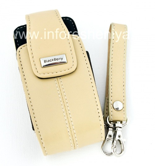 Photogallery for Kasus kulit asli dengan tali dan logam tag Kulit Tote untuk BlackBerry 8100 / 8110/8120 Pearl, Beige (Ecru Tan) product