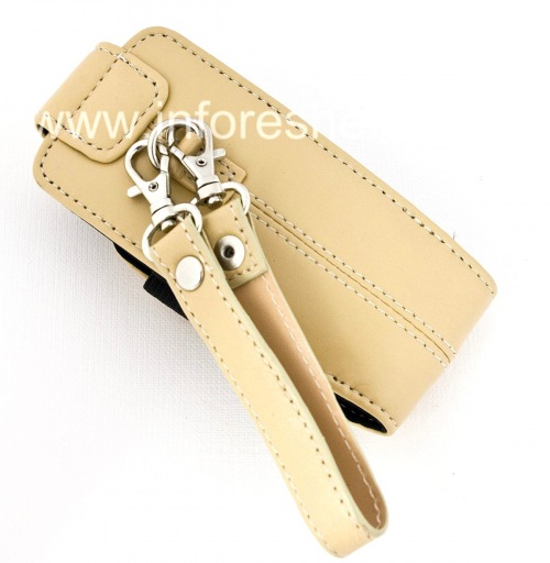 Photogallery for Kasus kulit asli dengan tali dan logam tag Kulit Tote untuk BlackBerry 8100 / 8110/8120 Pearl, Beige (Ecru Tan) product