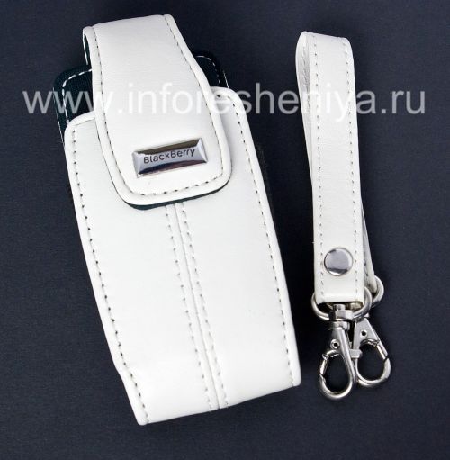 Photogallery for Kasus kulit asli dengan tali dan logam tag Kulit Tote untuk BlackBerry 8100 / 8110/8120 Pearl, Putih (Pearl White) product