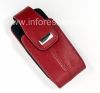 Photo 1 — El caso de cuero original con correa y un metal etiqueta Bolsa de piel para BlackBerry 8100/8110/8120 Pearl, Rojo (Red Apple)