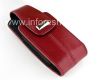 Photo 2 — The original leather case with strap and a metal tag Leather Tote for BlackBerry 8100/8110/8120 Pearl, Apple Red