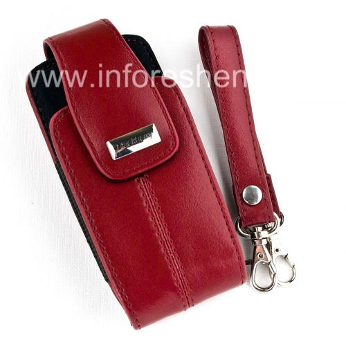 Photogallery for Kasus kulit asli dengan tali dan logam tag Kulit Tote untuk BlackBerry 8100 / 8110/8120 Pearl, Red (Apple Red) product