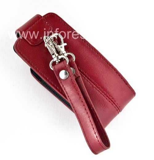 Photogallery for Kasus kulit asli dengan tali dan logam tag Kulit Tote untuk BlackBerry 8100 / 8110/8120 Pearl, Red (Apple Red) product