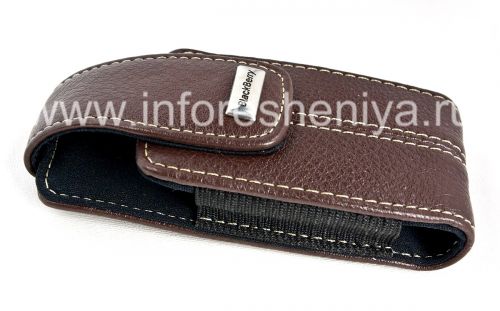 Photogallery for Original Leather Case Bag with a metal tag &quot;BlackBerry&quot; Embrossed Leather Tote for BlackBerry 8100/8110/8120 Pearl, Dark Brown product