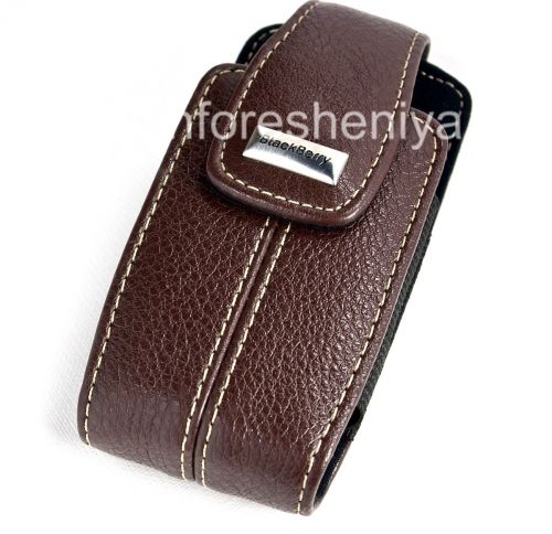 Photogallery for Original Leather Case Bag with a metal tag &quot;BlackBerry&quot; Embrossed Leather Tote for BlackBerry 8100/8110/8120 Pearl, Dark Brown product