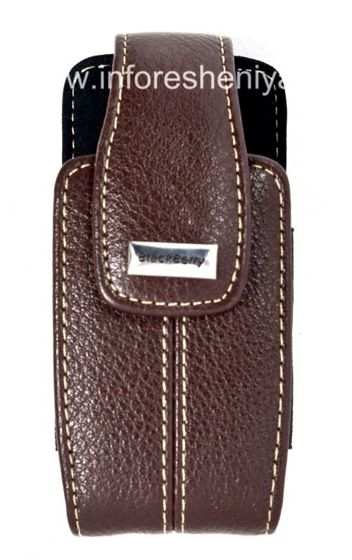 Photogallery for Original Leather Case Bag with a metal tag &quot;BlackBerry&quot; Embrossed Leather Tote for BlackBerry 8100/8110/8120 Pearl, Dark Brown product