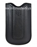 Original-Leder-Kasten-Tasche Ledertasche für Blackberry 8100/8110/8120 Pearl, Black (Schwarz)