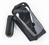 Signature Leather Case with Clip Cellet Elite Leather Case for the BlackBerry 8100 Pearl, The black
