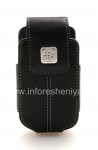 Das Original Ledertasche mit einem Clip mit einem Metallschild Leather Swivel Holster für Blackberry 8220 Flip Pearl, Black (Schwarz)