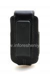 Photo 2 — L'étui en cuir d'origine avec un clip avec une étiquette métallique Étui pivotant en cuir pour BlackBerry 8220 Pearl flip, Noir (Black)