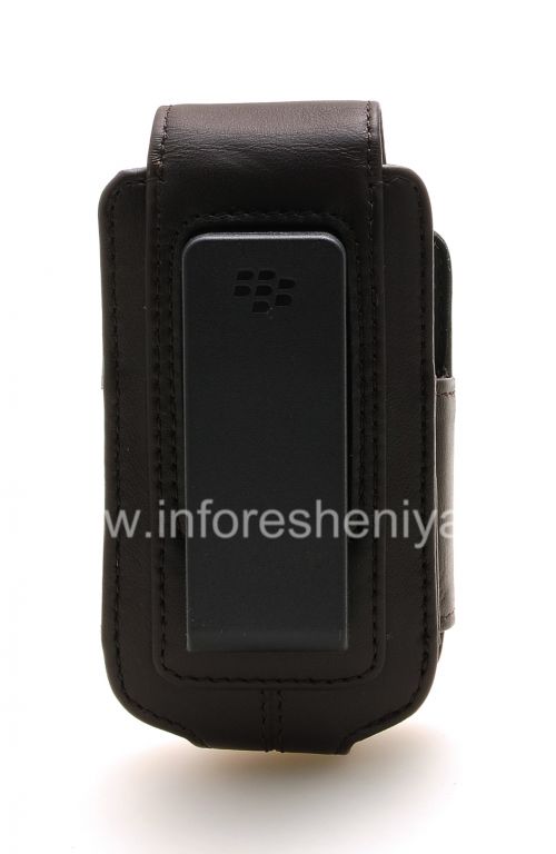 Photogallery for L&#39;étui en cuir d&#39;origine avec un clip avec une étiquette métallique Étui pivotant en cuir pour BlackBerry 8220 Pearl flip, Brown (Espresso) product
