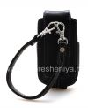 Photo 2 — Original-Leder-Kasten-Beutel mit einem Metallschild Leather Tote für Blackberry 8220 Flip Pearl, Black (Schwarz)