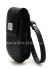 Photo 3 — Original-Leder-Kasten-Beutel mit einem Metallschild Leather Tote für Blackberry 8220 Flip Pearl, Black (Schwarz)