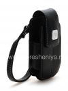 Photo 4 — Original-Leder-Kasten-Beutel mit einem Metallschild Leather Tote für Blackberry 8220 Flip Pearl, Black (Schwarz)