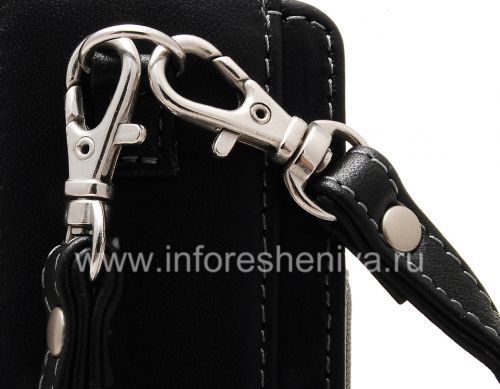 Photogallery for 原装皮套包有金属标签手提包皮革为BlackBerry 8220 Pearl翻转, 黑（黑） product