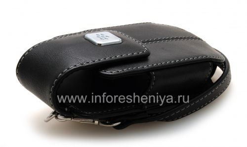 Photogallery for 原装皮套包有金属标签手提包皮革为BlackBerry 8220 Pearl翻转, 黑（黑） product