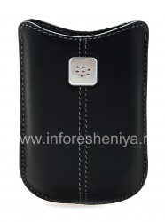 The original leather case with a metal tag Leather Pocket for BlackBerry 8220 Pearl Flip, Black