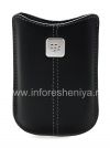 Photo 1 — L'étui en cuir d'origine avec une étiquette en cuir avec poches de métal pour BlackBerry 8220 Pearl flip, Noir (Black)