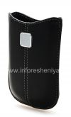 Photo 3 — L'étui en cuir d'origine avec une étiquette en cuir avec poches de métal pour BlackBerry 8220 Pearl flip, Noir (Black)