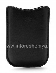 Leather Case-bolsillo de piel sintética de bolsillo BlackBerry tirón 8220 Pearl, Negro (Negro)