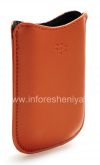 Photo 3 — Asli Leather Case-saku Synthetic Leather Pocket BlackBerry 8220 Pearl Balik, Oranye (Inferno)