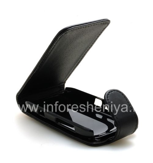 Photogallery for Cubierta de la caja de cuero con abertura vertical para el BlackBerry Curve 9320/9220, Negro con textura fina product