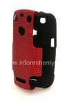Photo 7 — La cubierta resistente perforado para BlackBerry Curve 9360/9370, Negro / Rojo