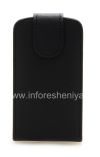 Photo 1 — Couvercle du boîtier en cuir avec ouverture verticale pour le BlackBerry Curve 9360/9370, Noir avec grande texture