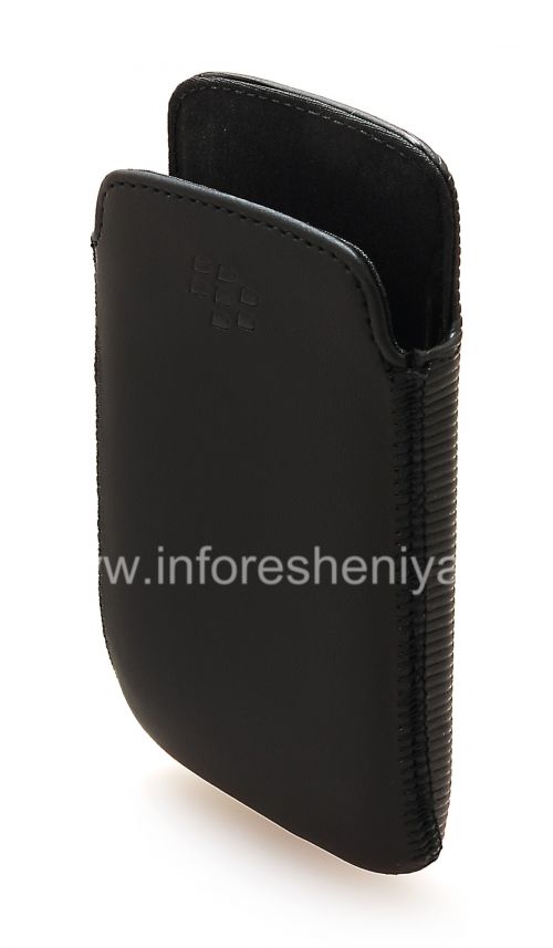 Photogallery for De cuero original de la bolsa del bolsillo del bolsillo de cuero para BlackBerry Curve 9360/9370, Negro (Negro) product