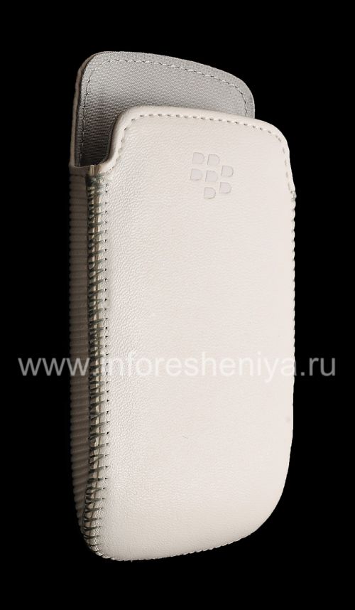 Photogallery for De cuero original de la bolsa del bolsillo del bolsillo de cuero para BlackBerry Curve 9360/9370, Caucásica (blanca) product