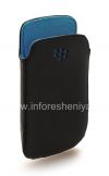 Photo 3 — Kulit asli Kasus-saku Kulit Pocket Pouch untuk BlackBerry 9360 / 9370 Curve, Black / Blue (Sky Blue)