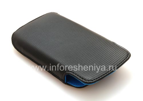 Photogallery for De cuero original de la bolsa del bolsillo del bolsillo de cuero para BlackBerry Curve 9360/9370, Negro / Azul (Blue Sky) product