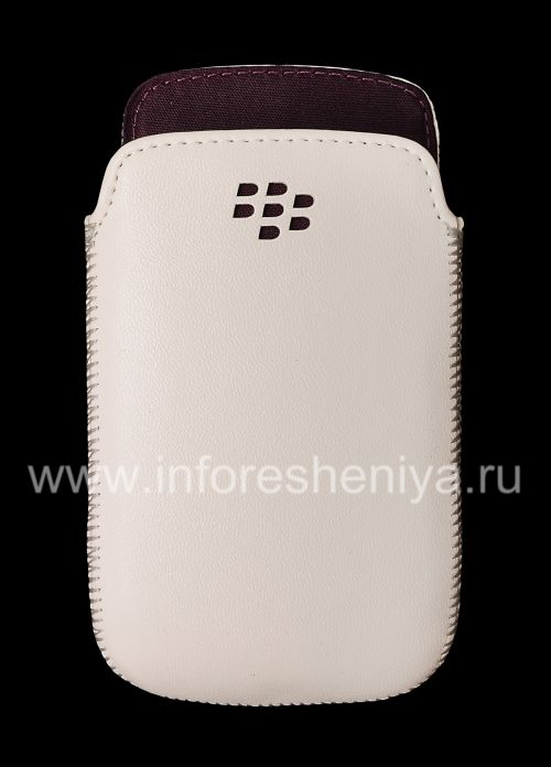 Photogallery for De cuero original de la bolsa del bolsillo del bolsillo de cuero para BlackBerry Curve 9360/9370, Blanco / Púrpura (blanco / púrpura) product