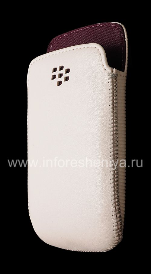 Photogallery for De cuero original de la bolsa del bolsillo del bolsillo de cuero para BlackBerry Curve 9360/9370, Blanco / Púrpura (blanco / púrpura) product