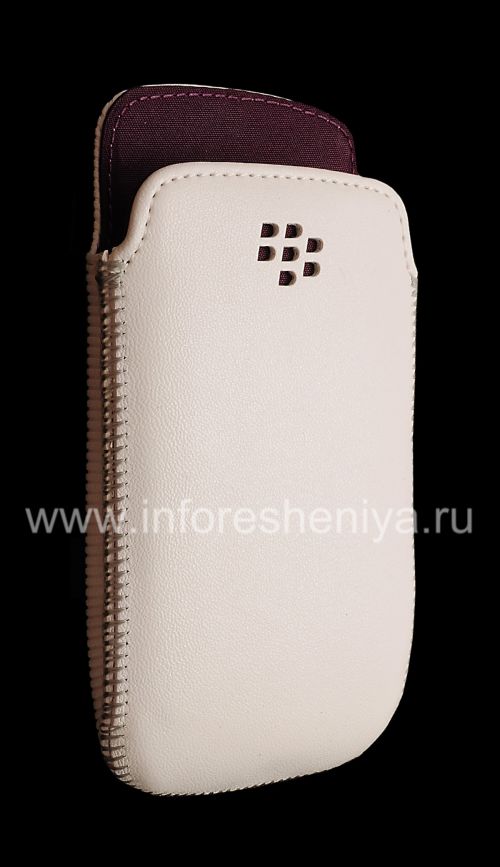 Photogallery for De cuero original de la bolsa del bolsillo del bolsillo de cuero para BlackBerry Curve 9360/9370, Blanco / Púrpura (blanco / púrpura) product