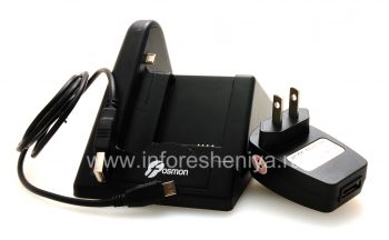 Proprietary docking station for charging the phone and battery Fosmon Desktop USB Cradle for BlackBerry 9360/9370 Curve
