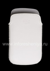 Asli Leather Case-saku Kulit Pocket untuk BlackBerry 9380 Curve, Putih (white)