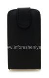 Photo 1 — kasus penutup kulit dengan membuka vertikal untuk BlackBerry 9790 Bold, Hitam dengan tekstur besar