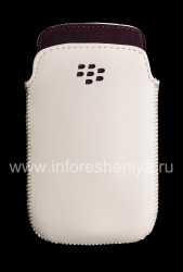 মূল চামড়া পকেট থলি পকেট BlackBerry 9790 Bold, হোয়াইট / বেগুনি (সাদা / রয়েল বেগুনি)