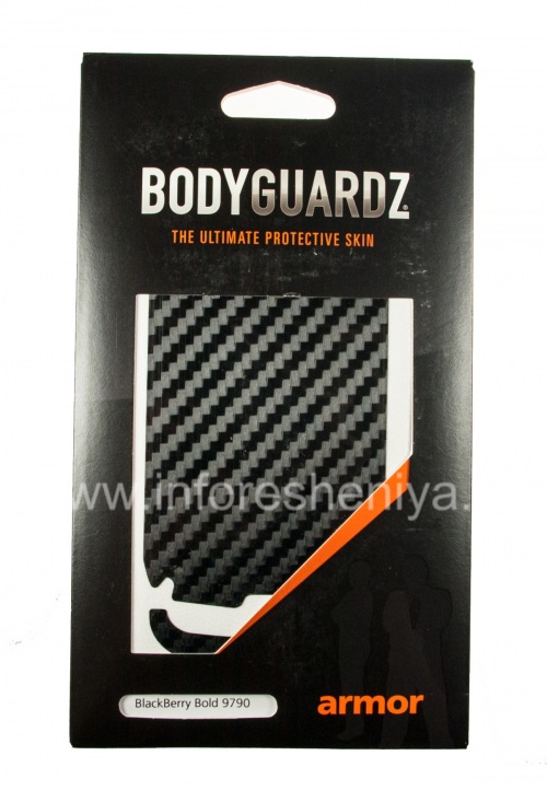 Photogallery for 屏幕保护质地坚实集和身体BodyGuardz盔甲BlackBerry 9790 Bold, 黑色质感“碳纤维” product