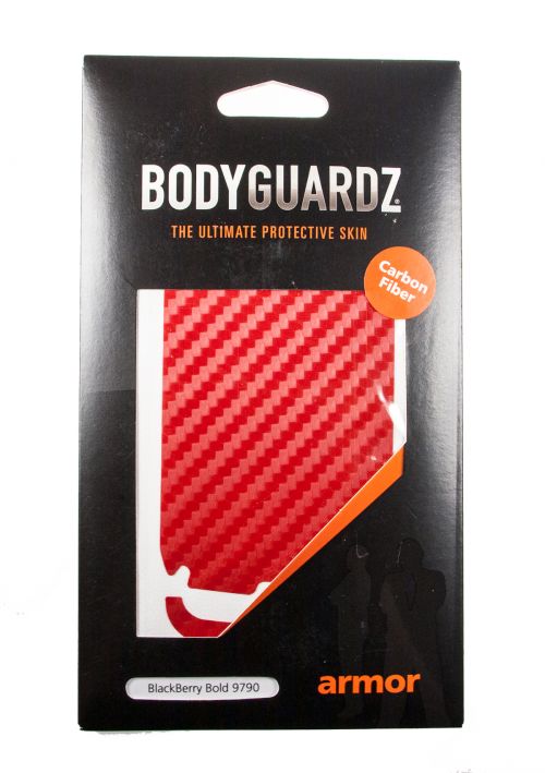 Photogallery for 屏幕保护质地坚实集和身体BodyGuardz盔甲BlackBerry 9790 Bold, 红质地“碳纤维” product