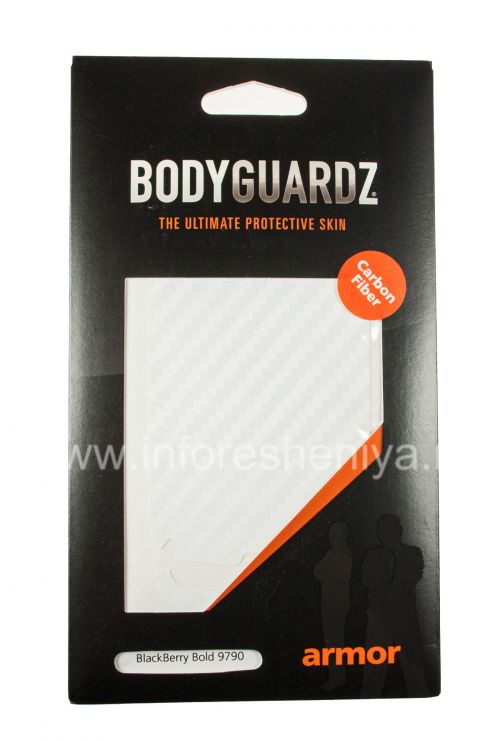 Photogallery for 屏幕保护质地坚实集和身体BodyGuardz盔甲BlackBerry 9790 Bold, 洁白，质地“碳纤维” product